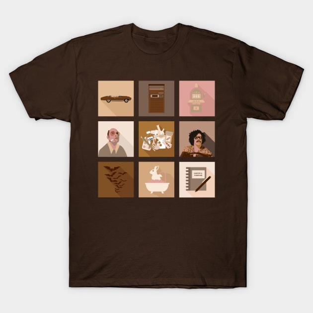 Fear and Loathing in Las Vegas Tribute: 9 Iconic Scenes Reimagined T-Shirt by Boogosh